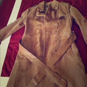 Leather Trench Coat blush color